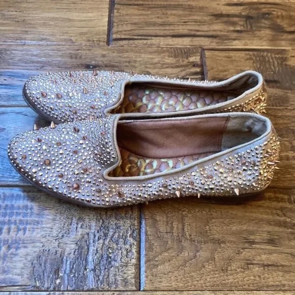 Sam Edelman Adena Studded Satin Loafers Flats Rose Gold Spike Size 6 - Picture 7 of 12